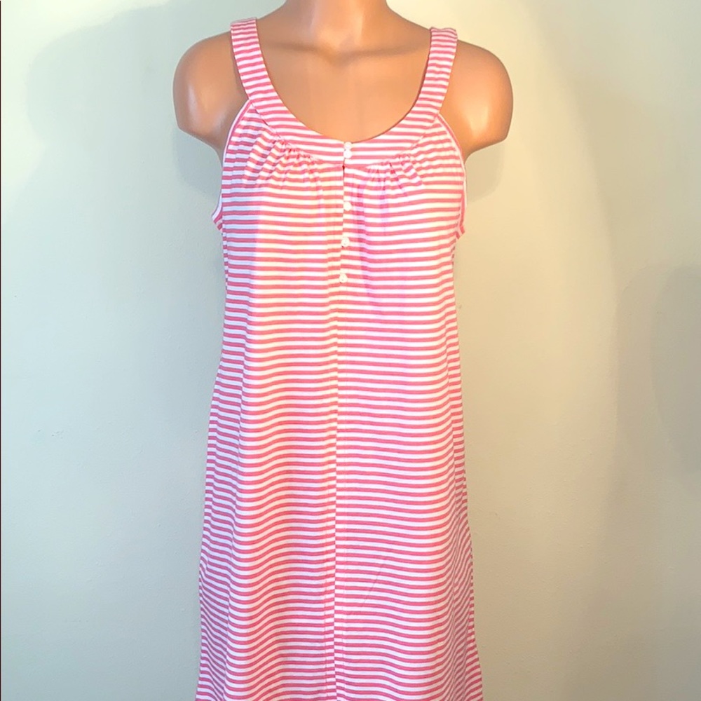Carole Hochman Cotton Chemise Coral stripe small